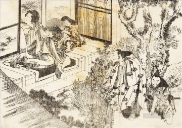  Katsushika Pintura Art%c3%adstica - un hombre observa a una hermosa mujer Katsushika Hokusai Ukiyoe